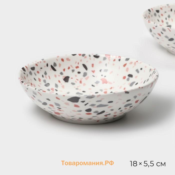 Тарелки глубокие Magistro Terazzo, 700 мл, 18×5.5 см, набор 2 шт., фарфор, белые