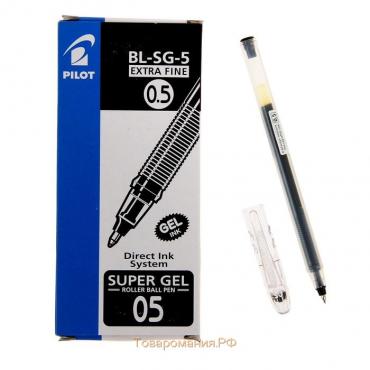 Ручка гелевая Pilot Super Gel, узел 0.5 мм, чернила чёрные, одноразовая, прямая подача чернил