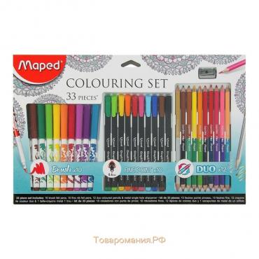 Набор для рисования Maped Color Peps 33 предмета: фломастеры, ручка капилярная, карандаши цветные двусторонние, точилка