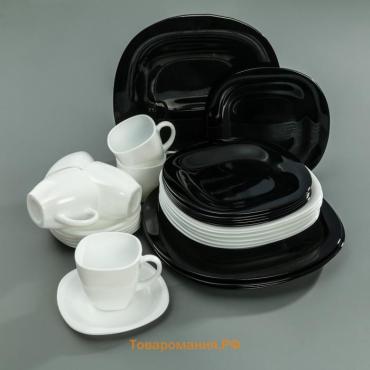 Сервиз столовый Luminarc Carine White&Black, стеклокерамика, 30 предметов, белый, чёрный