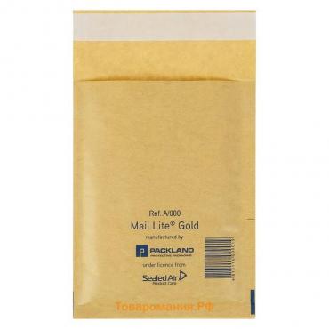 Крафт-конверт с воздушно-пузырьковой плёнкой Mail Lite, 11х16 см, Gold