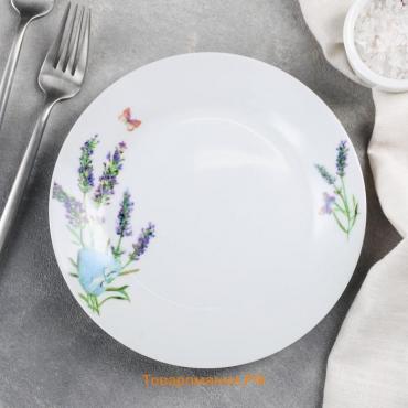 Тарелка керамическая десертная «Лаванда», d=19 см, цвет белый
