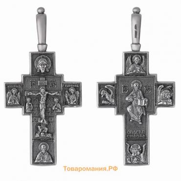 Крест нательный «Православный» крупный, посеребрение с оксидированием
