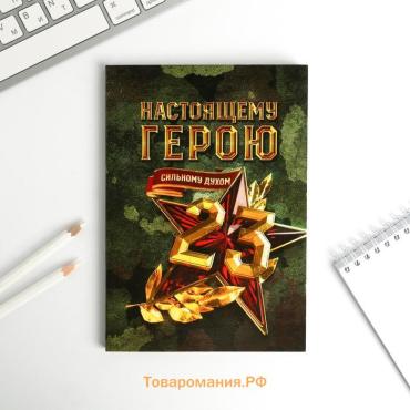 Ежедневник А5, 80 листов, недатированный, в мягкой обложке «23 февраля. Настоящему герою»