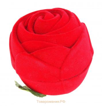 Футляр бархатный под кольцо "Роза" крупная, 6x5,5x5,5 , цвет красный, вставка белая