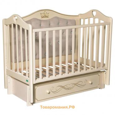 Кроватка Candy Elegance Premium, мягкая спинка, маятник, ящик, цвет слоновая кость