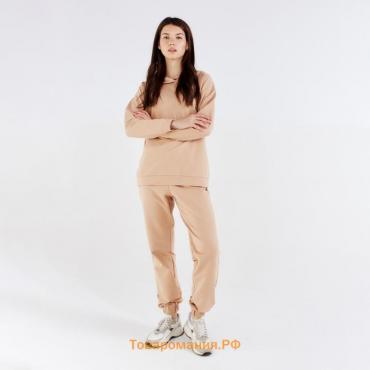 Костюм женский (худи, брюки) MINAKU: Casual Collection цвет песочный, размер 50