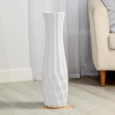 Ваза напольная, «Дея», 13.5×60 см, керамика, белая