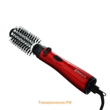 Фен-щетка Sakura SA-4205R, 1200 Вт, 3 режима работы, 2 насадки, защита от перегрева, красная