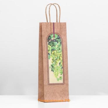 Пакет подарочный под бутылку крафт Grape 12×36×8.5 см