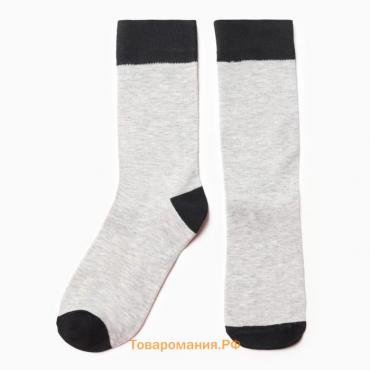 Носки мужски, цвет светло-серый/черный, размер 25